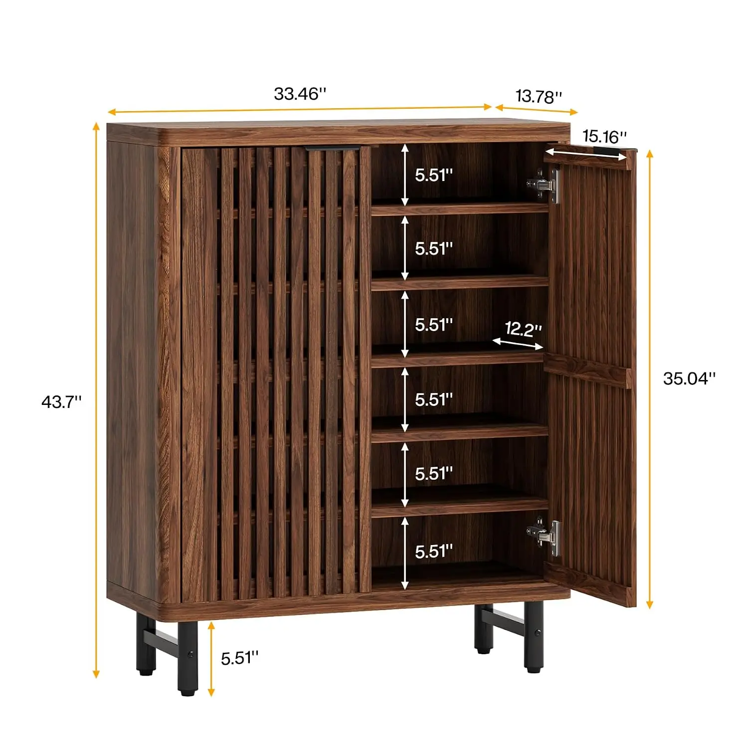 6-Tier Shoe Cabinet with Shutter Doors, Freestanding Organizer with Adjustable Shelves, Entryway & Hallway Storage, Customized