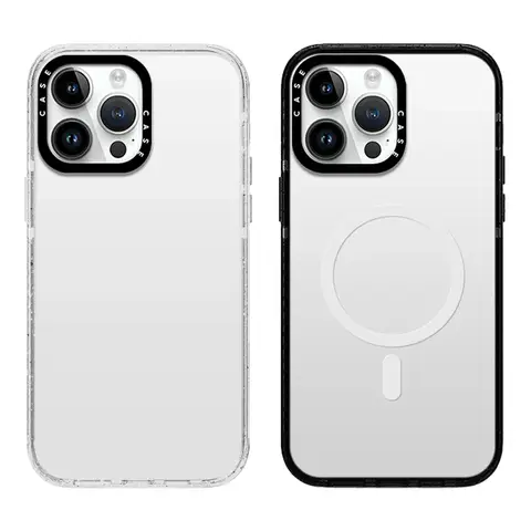 iPhone 16 15 14 13 12 11 Pro Max Anti-drop 충격 방지 뒷면 커버용 MagSafe 투명 전화 케이스가 포함된 흑백 테두리 아크릴