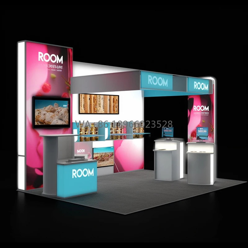 Trade Show Supplies 10x10 Booth Backdrop Freestanding Tension Fabric Backlit Display Expo Exhibition Booth Stand