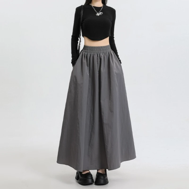 

Pre-autumn New Sweet and Cool A-line Skirt, Elastic Waist, Loose Waist, Slimming Personality, Versatile Midi Umbrella Skirt