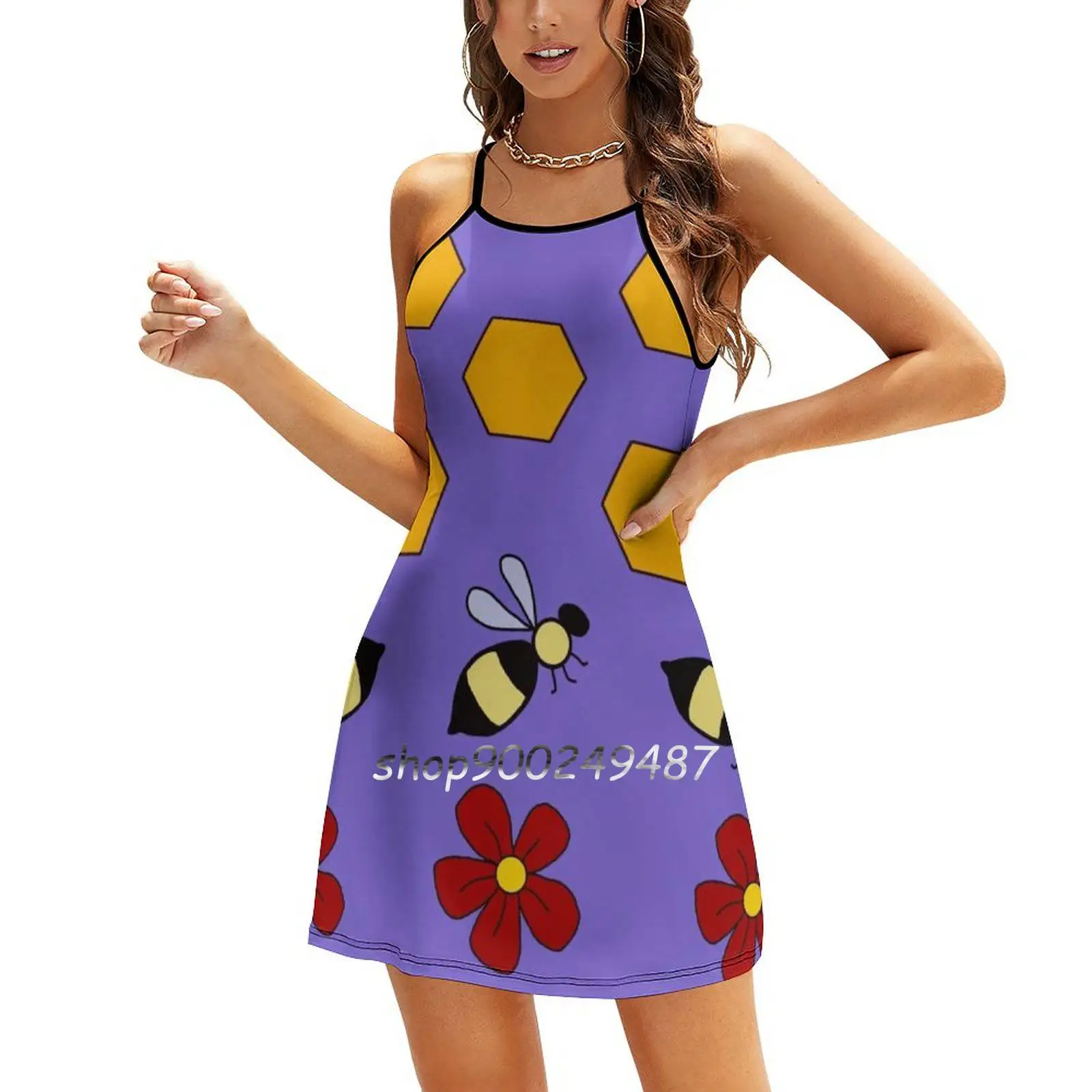 Miss Frizzle In A Beehive The Magic School Bus Square Neck Dress Cute Loose Print Dresses Elegant Beach Party Dress Miss