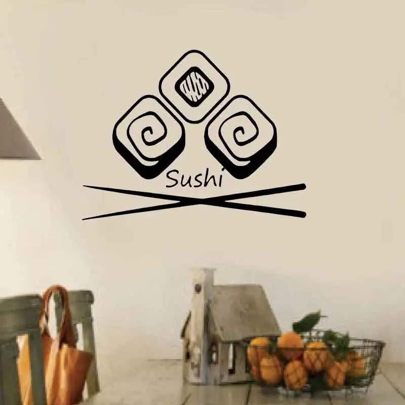 Wall Vinyl Decal Sushi Bar Best Quality Japanesse Food Interior Decor Japanese Food Wasabi Rolls Interior Decor K58