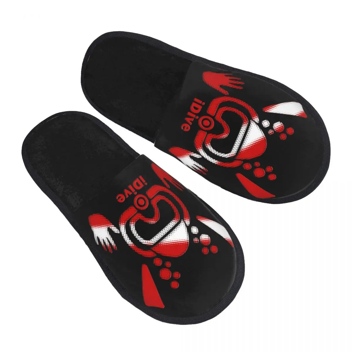 Custom IDive Dive Flag Scuba Diving House Slippers Women Comfy Memory Foam Diver Slip On Bedroom Slipper Shoes