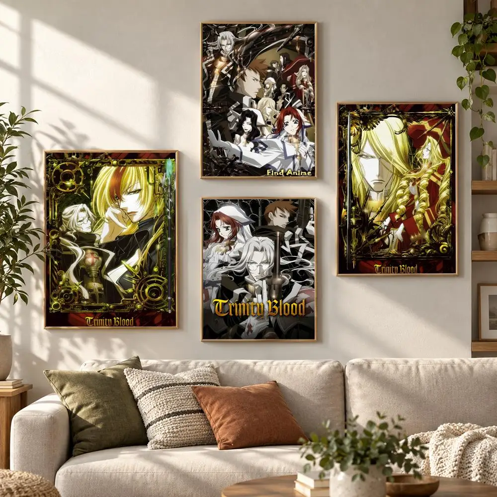 Trinity Blood Gothic Vampire Anime Series Dark Fantasy Poster Contemporary Wall Art Print for Bedroom & Living Room, Unframed