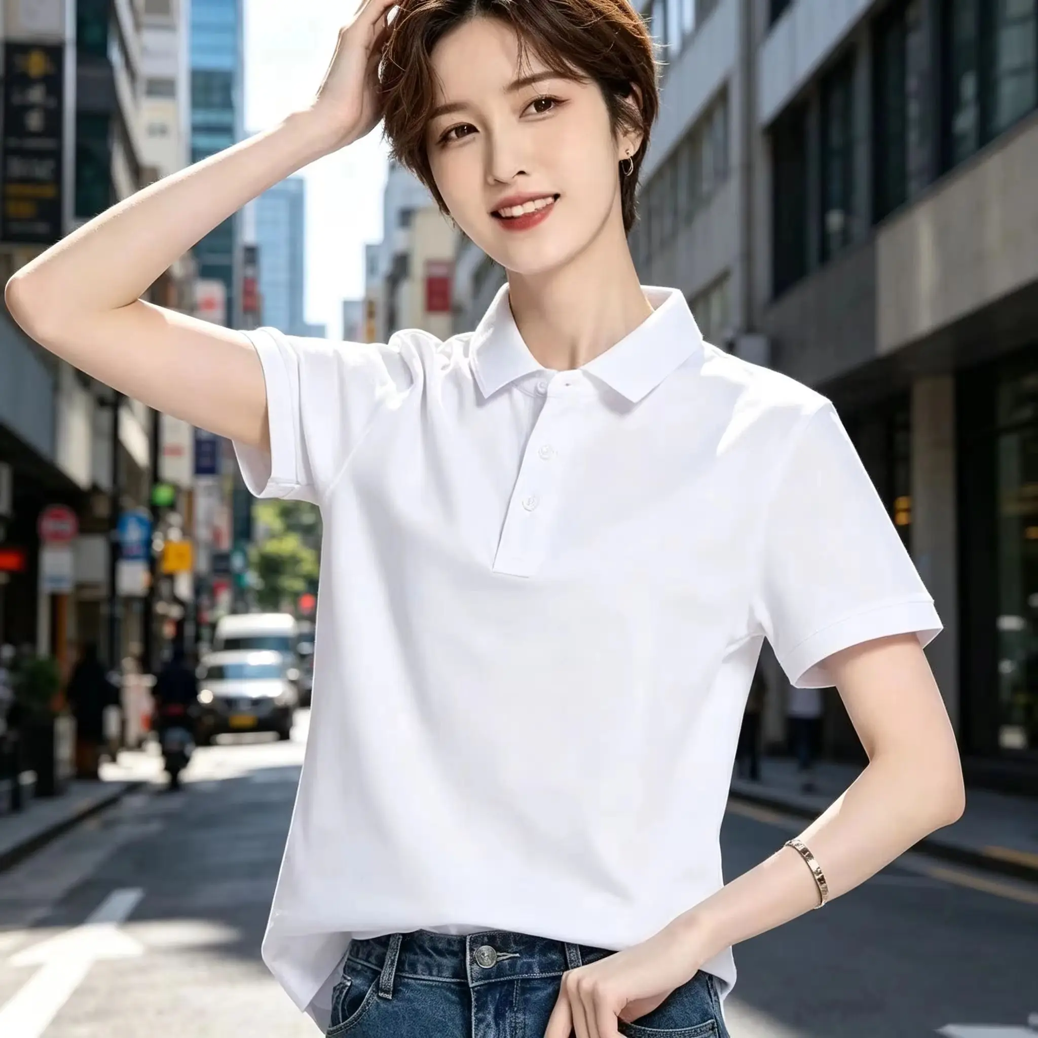 2026 Hot Sale Women's Summer Casual Breathable Comfortable Polo Shirt Men's Solid Color High Quality Short Sleeve T-Shirt ﻿