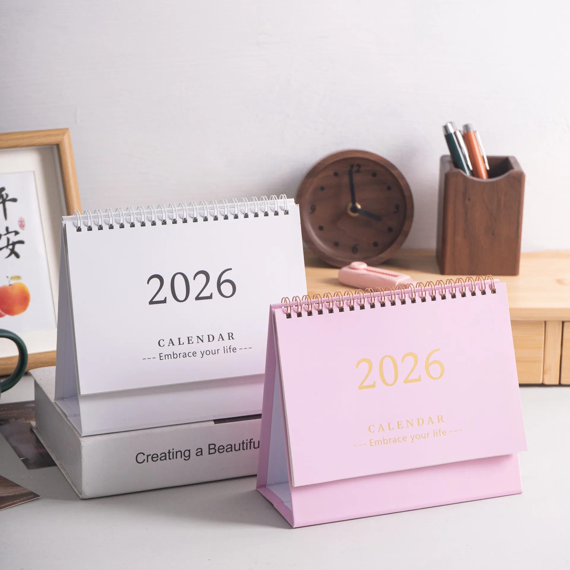 Desk Calendar 2025.07-2026.12 Mini Desktop Calendar Standing Flip Calendar Flip Calendar for Office, Home, School