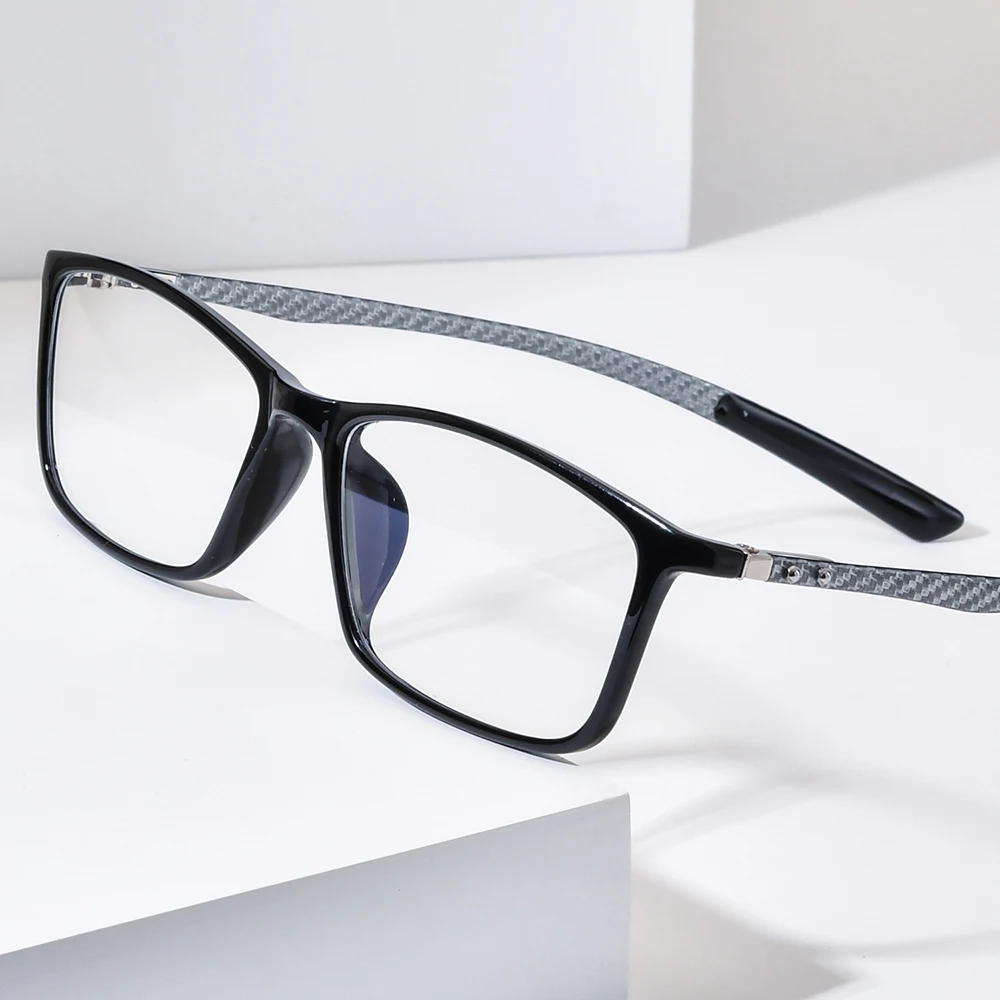 NIANZHEN TR90 ألياف الكربون النظارات الرجال مربع العلامة التجارية تصميم النظارات الإطار الرجعية خفيفة الوزن نظارات نظارات 0017