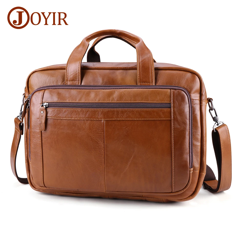 

JOYIR Men's Briefcases Messenger Bag Genuine Leather 17inch Laptop Shoulder Bag Male Document Office Business Bags Handbag