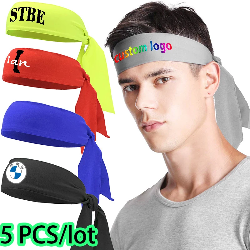 5 pcs/lot custom headbands with logo headtie comfortable fabric Hair Cool Head Tie sports Headband for men