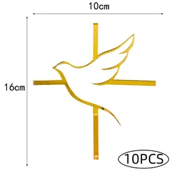 10pcs First Baptism Communion Cake Decoration Peace Dove  Topper Christening Acrylic Party Supplies  Decorating Tools