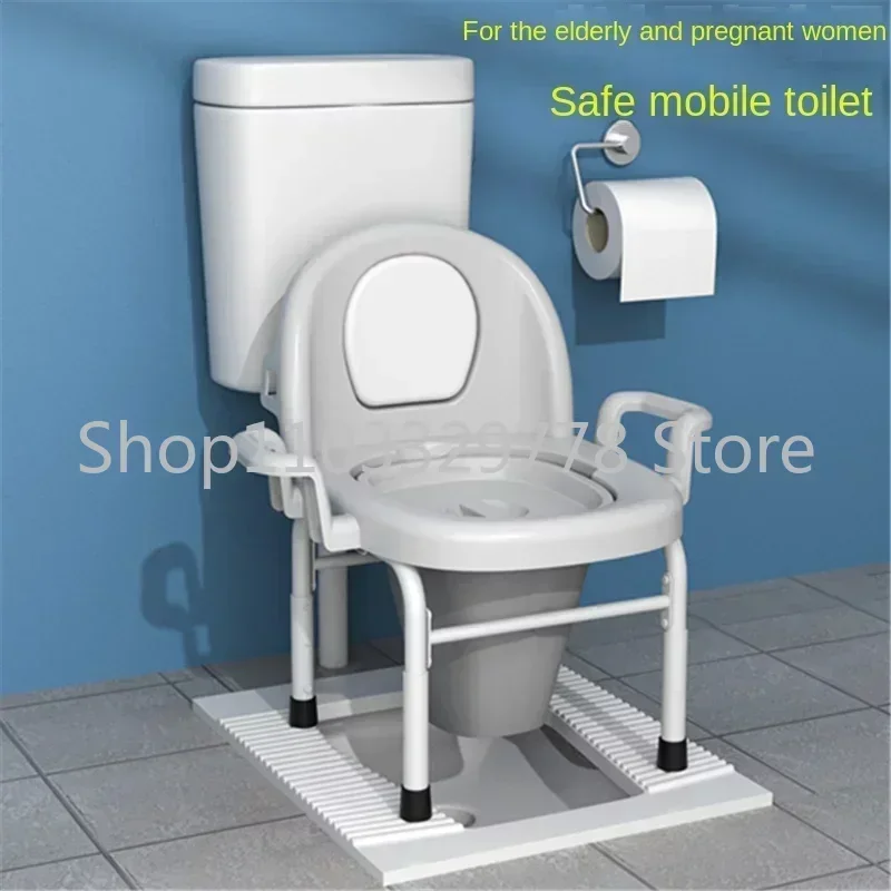 Silla plegable de acero inoxidable para mujeres embarazadas, barandilla de seguridad portátil antideslizante para inodoro,