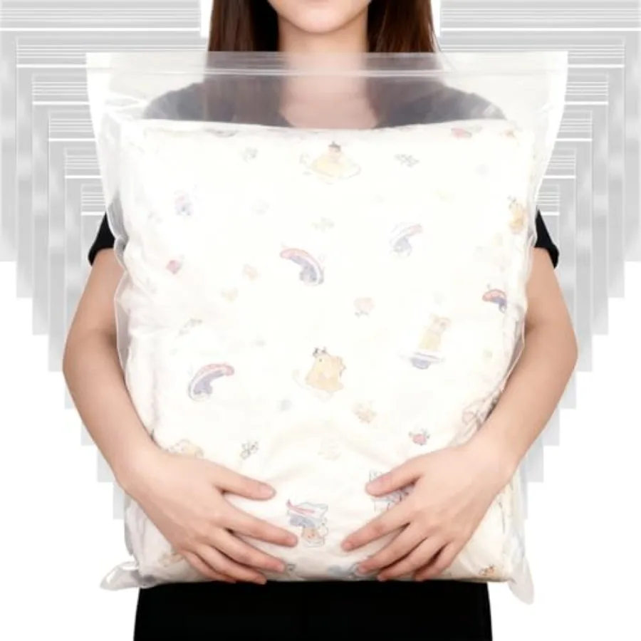 Lot de 20 grands sacs de rangement en plastique, épais et résistants, adaptés aux vêtements en coton, aux pantalons en coton, aux couettes