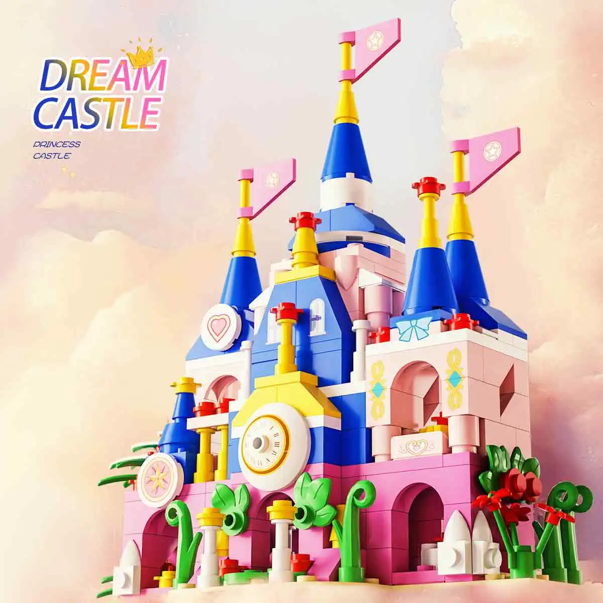 

Princess Dream Castle Building Blocks for Girls 6 in 1 Combination Castle Bricks Set Kids DIY Assembled Toy Girl Gift Room Decor