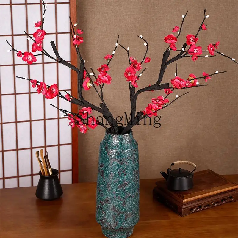 

CL Artificial Plum Blossom Wintersweet Fake Flower Ornament Chinese Style Living Room TV Cabinet Decorative Floral Arrangement