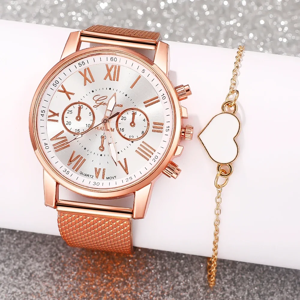 4PC Fashion Ladies Watch + Accessories Set, the perfect combination of watch and accessories, the ideal gift choice
