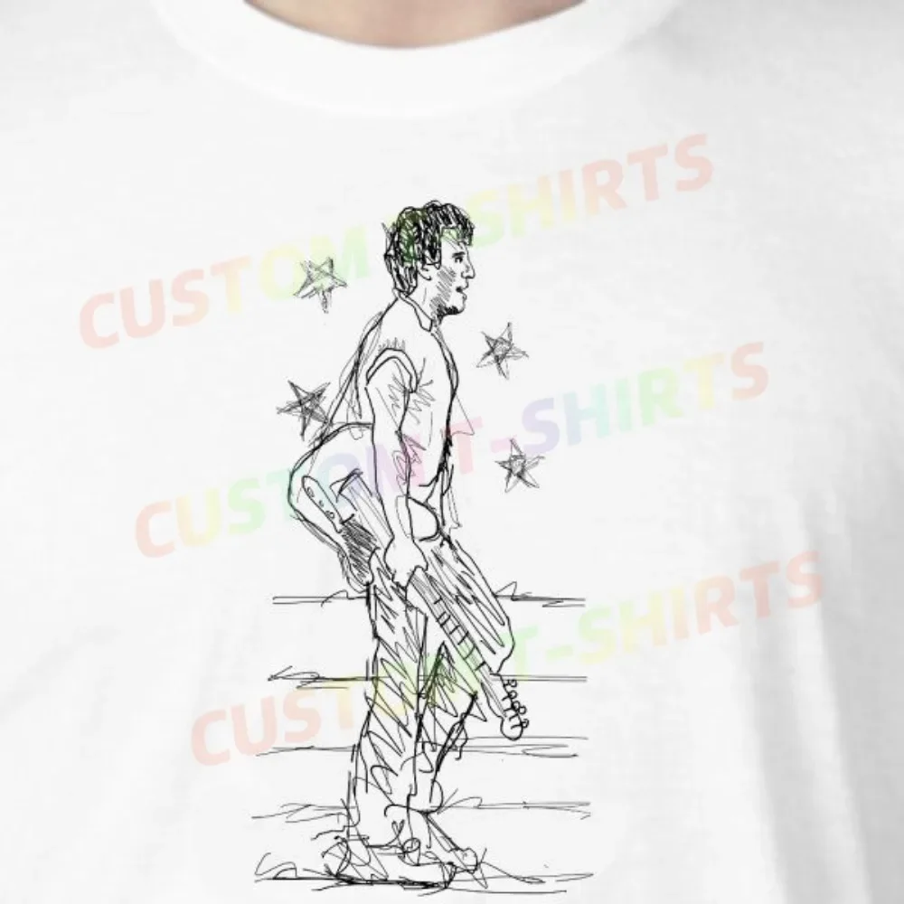 

193 39_Bruce_Springsteen Fans' comic-style hand-drawn pattern T-shirts for both men and women in summer