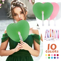 20-100Pcs White Heart Shape Folding Fan Paper Fans Blank Fan Festival Hand Fans DIY Painting Birthday Wedding Party Decor Gifts