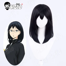 Shimizu kiyoko peruka do Cosplay peruka z włókna syntetycznego Anime haikyuu peruka do cosplay 「 HSIU 」 czarna długa peruka syntetyczna peruka czapka z peruką