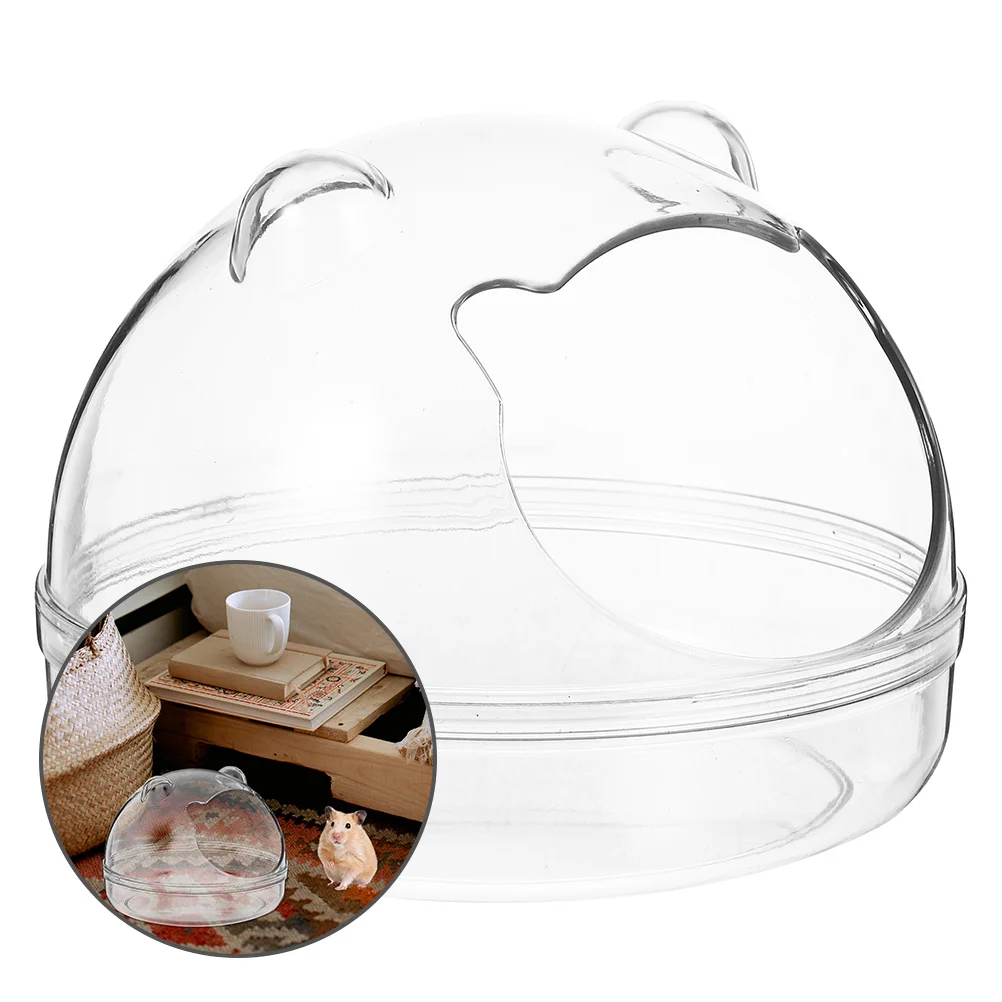 

2Pcs Hamster Sand Bath Container Transparent Plastic Cage Bathing Tub Safe Harbor Nesting Resting Small Pet Accessories
