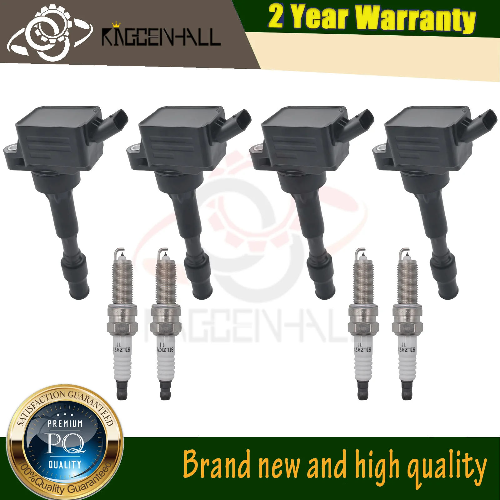 4Pcs Ignition Coil&Iridium Spark Plug 27300-2E601 Compatible With Kia Optima JF Hybrid Hyundai Elantra Kona 2L L4 273002E601