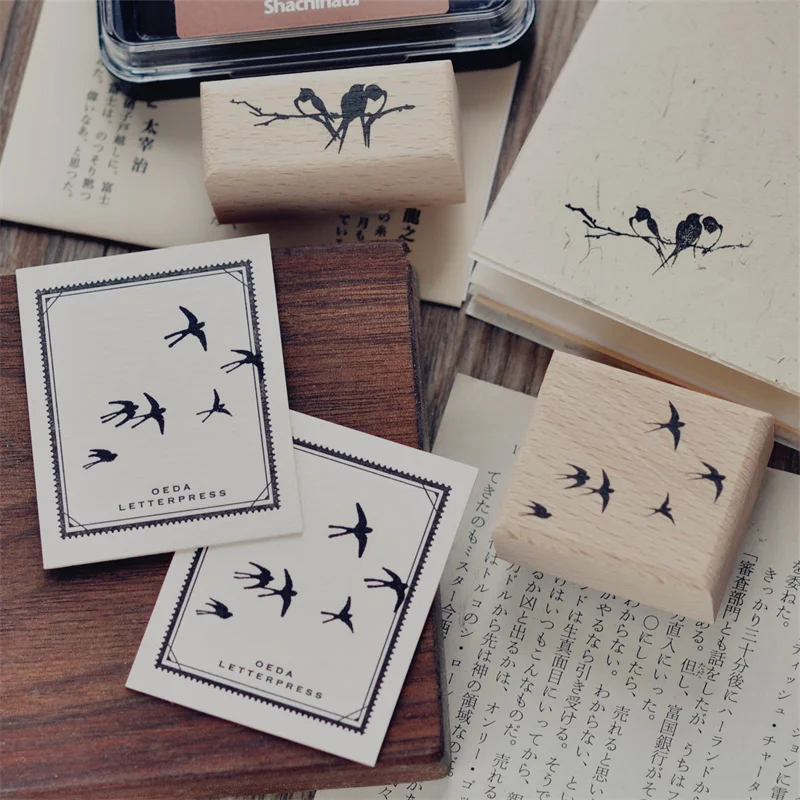 Vintage Swallow Brids Wooden Rubber Stamp DIY Scrapbooking Photo Album Card Making Wood Seal