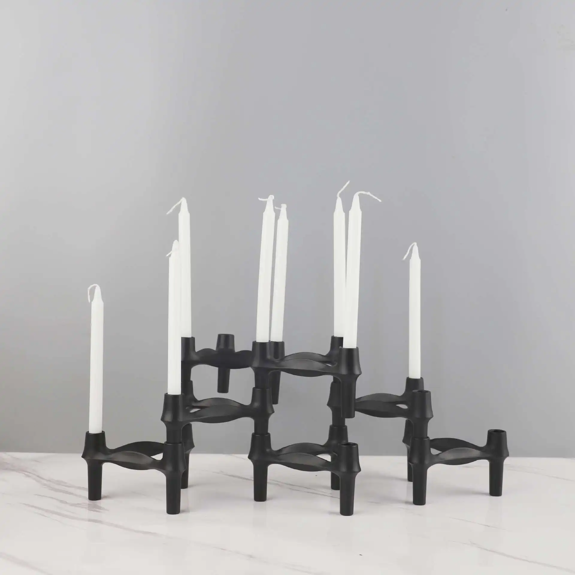 Vintage Metal Molecular Structure Candle Holder Nordic Silver Candle Stand Home Decore Candelabra Triangle Candlestick