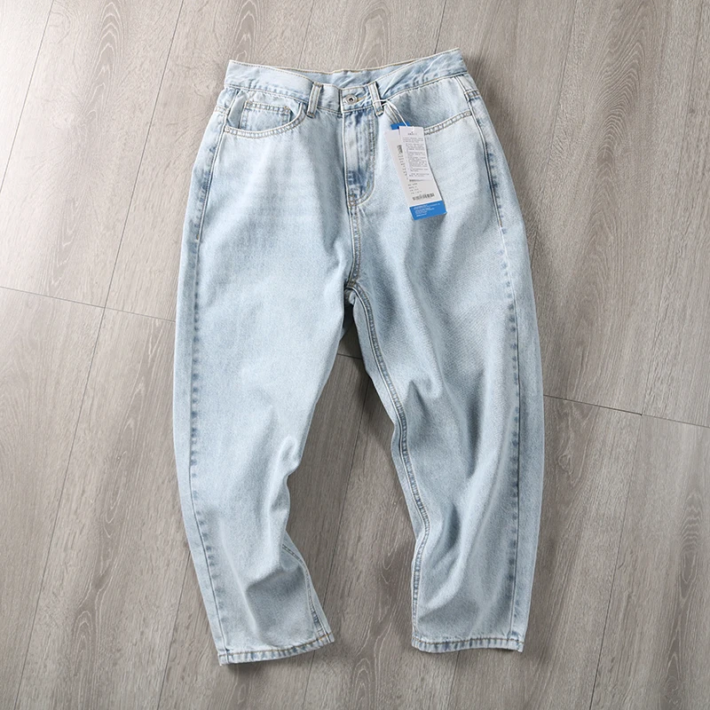 

Loose Dad Jeans Men's Autumn Winter New Sle Casual Loose Leggings Blue Denim Pants Nine Points Trousers Offline Exclusive