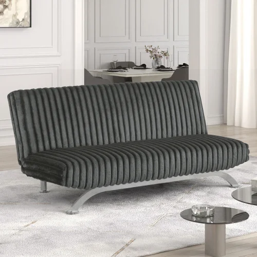 # Style L-Shape Futon Sofa Bed Set Convertible Into Bed With Hidden Support Metal Chrome Legs Eco-Friendly Villa Use