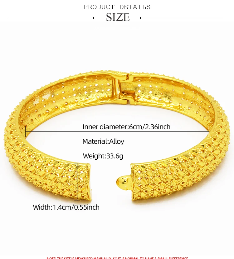ANIID Neue Luxus Dubai Gold Farbe Armreifen Für Frauen Arabisch Braut Charme Armband Nigerianischen Hochzeit Geschenk Afrikanischen Schmuck Party – Detail 2