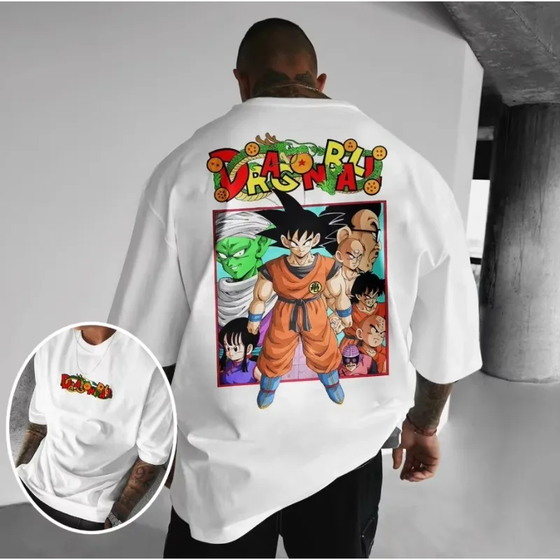 Dragon Ball Print Short Sleeve Cotton T-Shirt Son Goku Vegeta Men Women Clothes Harajuku Y2k Tee Vintage Summer Streetwear Tops view 2