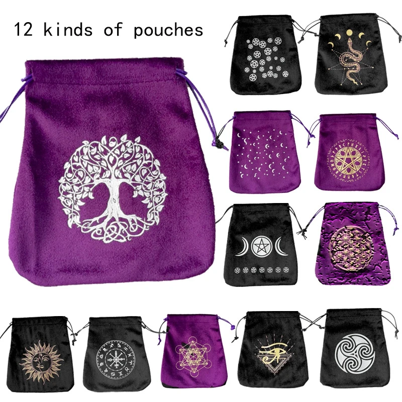 Velvet Pentagram Tarot Oracle Cards Storage Bag Runes Constellation Witch Divination Accessories Jewelry Dice Drawstring Package