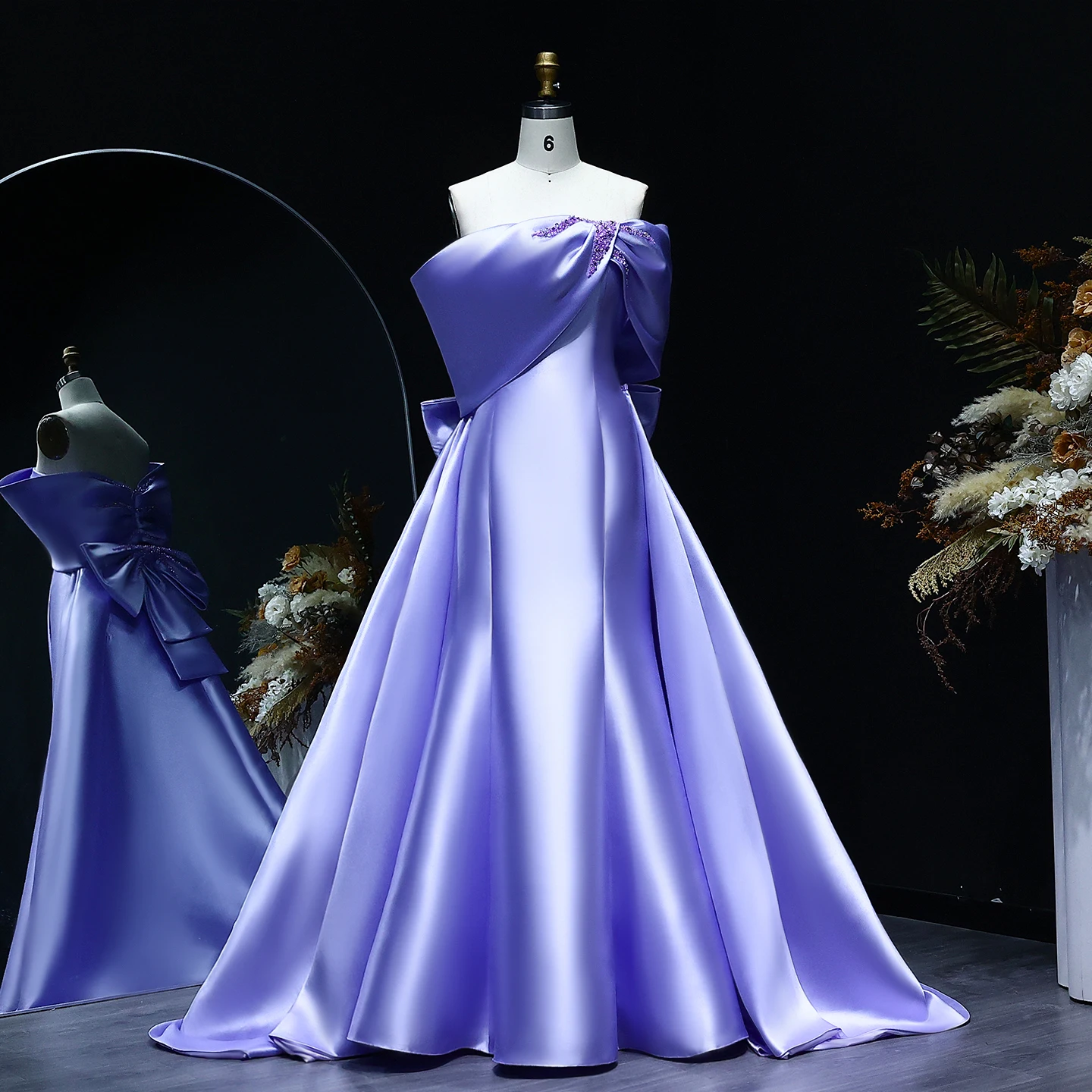 

Sharon Said Dubai Lilac с открытыми плечами в арабском стиле فساتين سهرة с бантом Overskirt Женские свадебные платья SS400 по индивидуальному заказу
