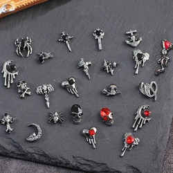 10pcs Punk Dark Cross Nail Art Charm 3D Gothic Spider Skull Head Snake Star Nail Decoration DIY Punk Style Nail Accessories