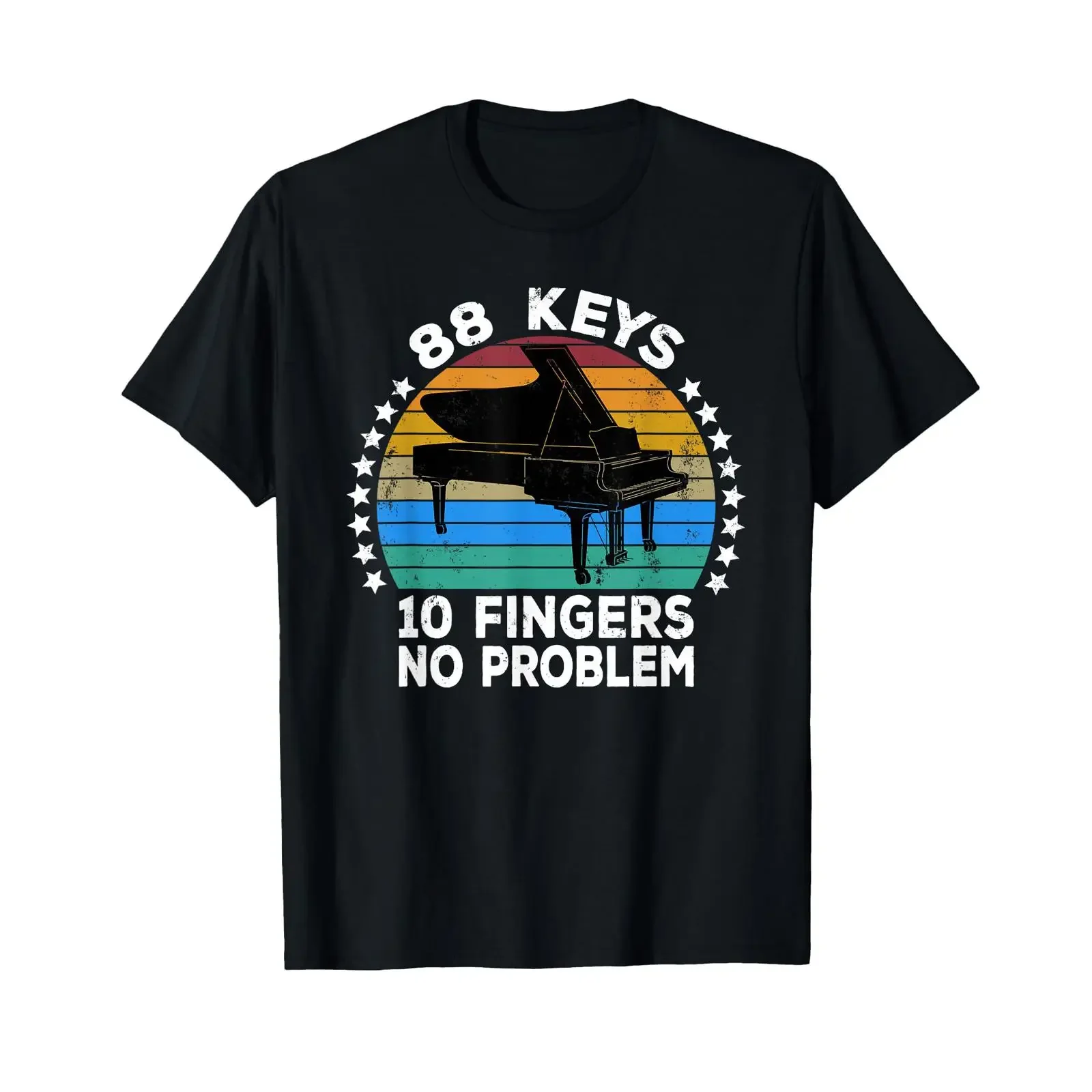 88 Keys 10 Fingers Pianist Musician Keyboard Player Piano T Shirt vintage Washed Top For Everyday Wear streetwear Breathable