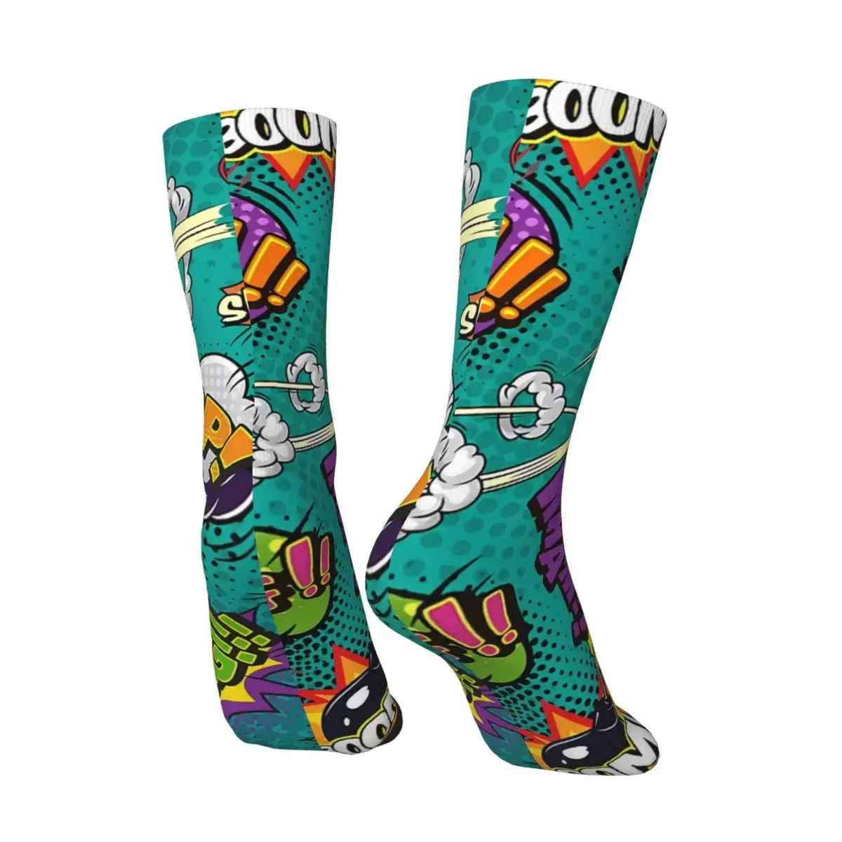 Happy Retro Comic Elements Comic Art Retro Vintage Comics Crazy Men's Socks Unisex Comic Book Lover Harajuku Pattern Crew Sock