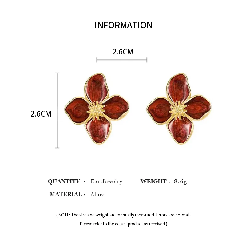 Sweet Flower Stud Earrings For Women Vintage Metal Ear Stud Girls Fashion Multi-colored Fresh Earring Party Wedding Jewelry