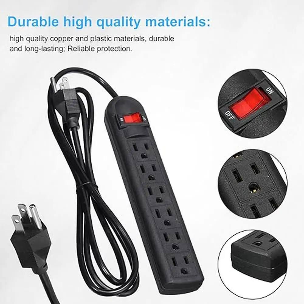 12 Pack 6 Outlet Power Strip Surge Protector Cord 6ft Long Flat Plug Reliable Safety Protection Quality Materials Multiple