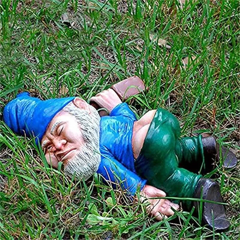 Grappige Dronken Gnome Standbeeld Creatieve Dwerg Dronken Gnome Hars Sculptuur Yard Gazon Patio Tuin Decoratie Ornament