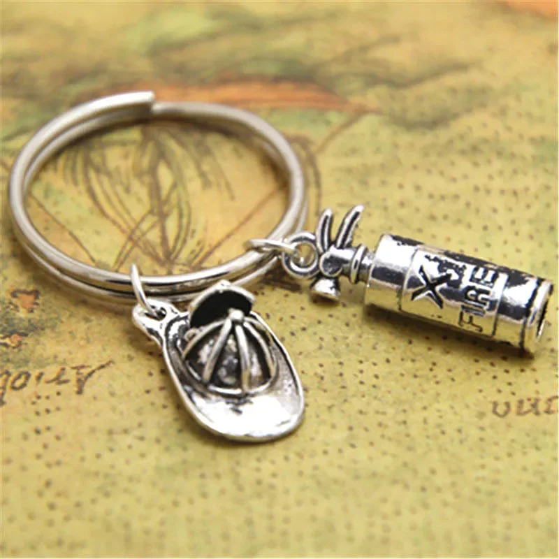 12pcs/lot Firefighter Keychain Fireman Charm Keyring Gift Wife