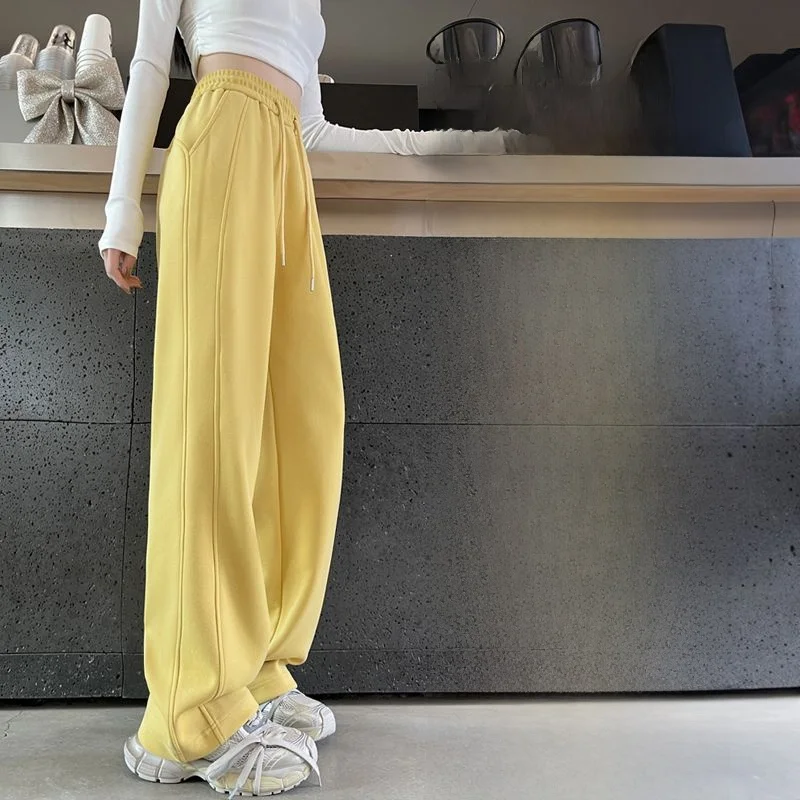 

Женские спортивные брюки с высокой талией и широкими штанинами, облегающие повседневные брюки-бананы, новинка осени-весны