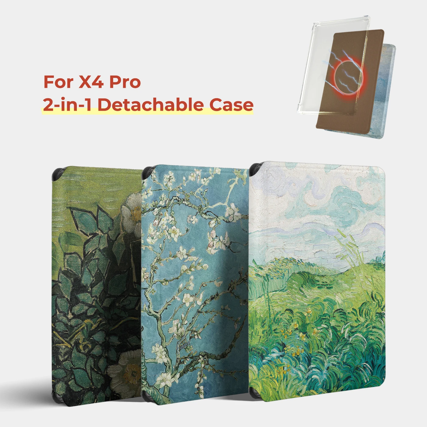 Twosheep Oil Painting Case suit for XTEINK X4 Pro XTEINK X4Pro Detachable Magnetic Clear TPU Shell Slim Skin Protective Cover