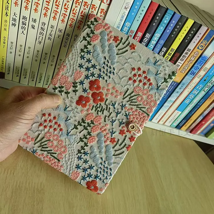 A5 و A6 النسيج التطريز زهرة البحر ختم كتاب المفكرة سجل طالب كتيب فارغ مجلة القرطاسية التطريز الحرفية
