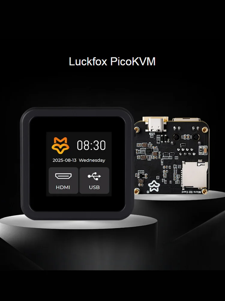 Luckfox PicoKVM Zintegrowany HDMI-Compatible USB Ethernet Port Rozszerzeń I/O Zarządzanie KVM przez IP Wyświetlacz Dotykowy 1.54'' Obudowa Opcjonalna — 2