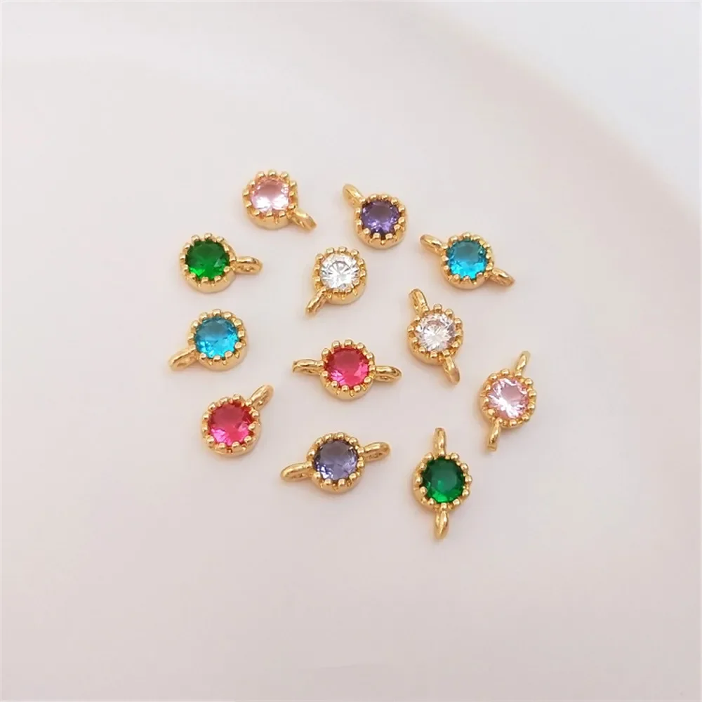 

14K Gold Color Plated Set 3A color zirconium pendant single zircon pendant DIY bracelet earrings accessories materials