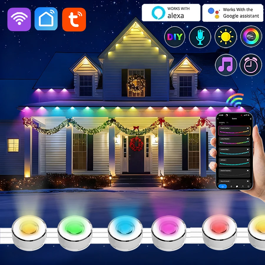 WIFI Wall Decorative Light IP65 Waterproof Lighting Night Light Music Rhythm Festival RGB Atmosphere Light Corridor Garden Light