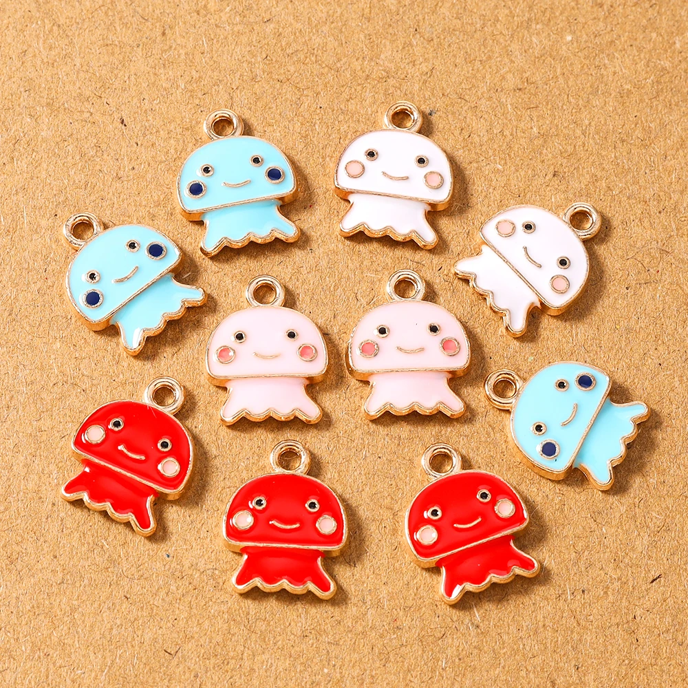 10pcs Lovely Enamel Octopus Charms Pendants for Jewelry Making Necklace Earrings Bracelet DIY Handmade Accessories Supplies