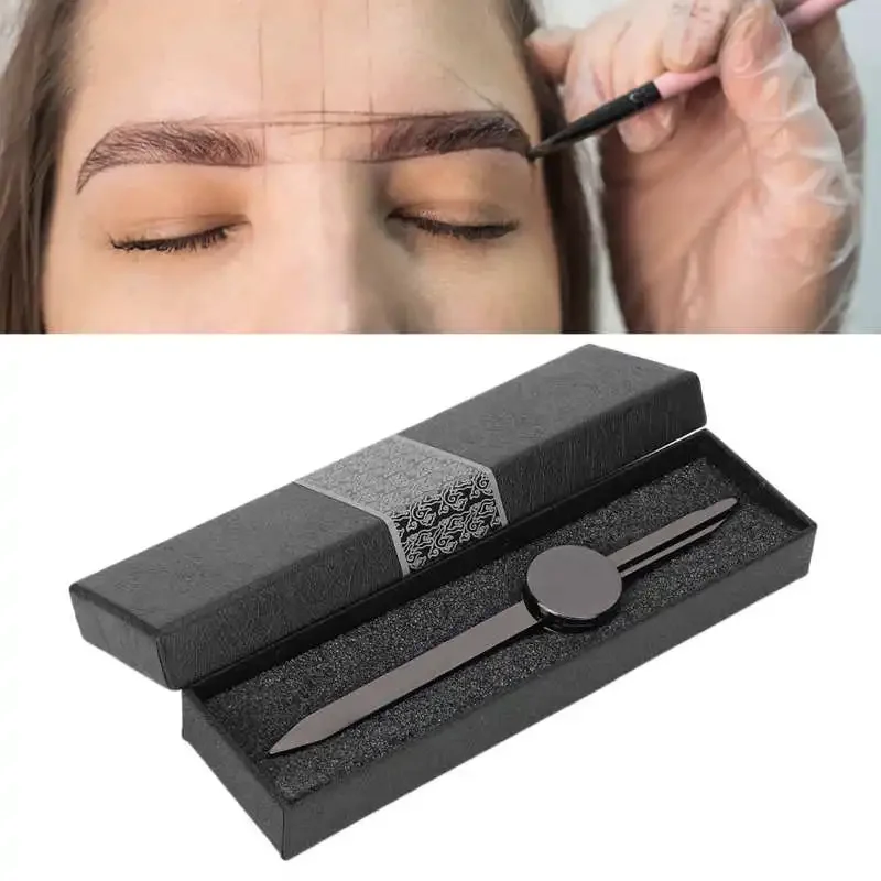 3 Point Positioning Eyebrow Ruler Stencil Compass Guide Symmetrical Stainless Steel Eyebrow Caliper Permanent Makeup Tool