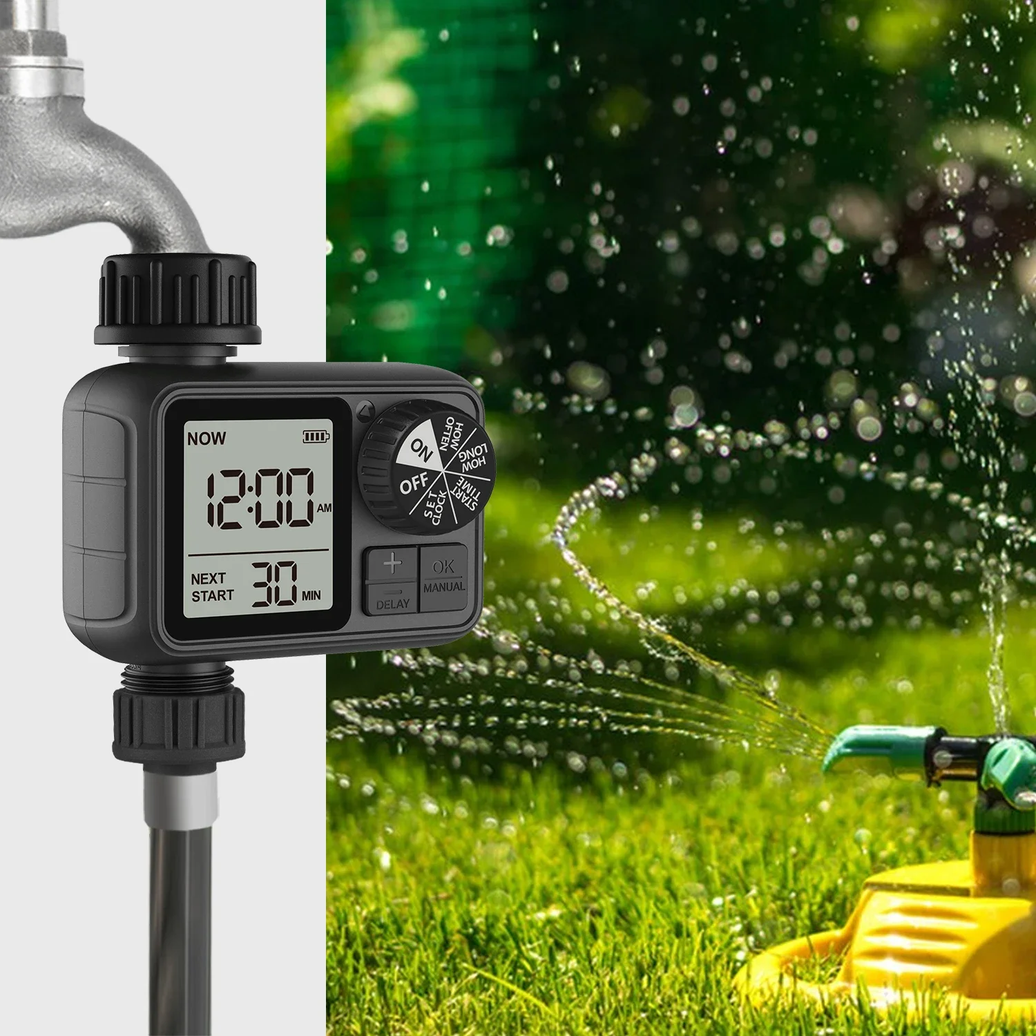 Smart Dial & Button Water Timer M02 Automatic Timed Irrigation System Outdoor  Garden Lawn Greenhouse Supplies