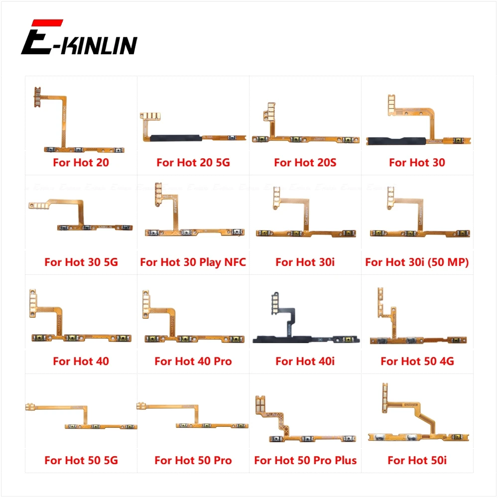 Power ON OFF Key Mute Volume Button Flex Cable For infinix Hot 20 5G 20S 30 Play NFC 30i (50 MP) 40 Pro 40i 50 4G Plus 50i