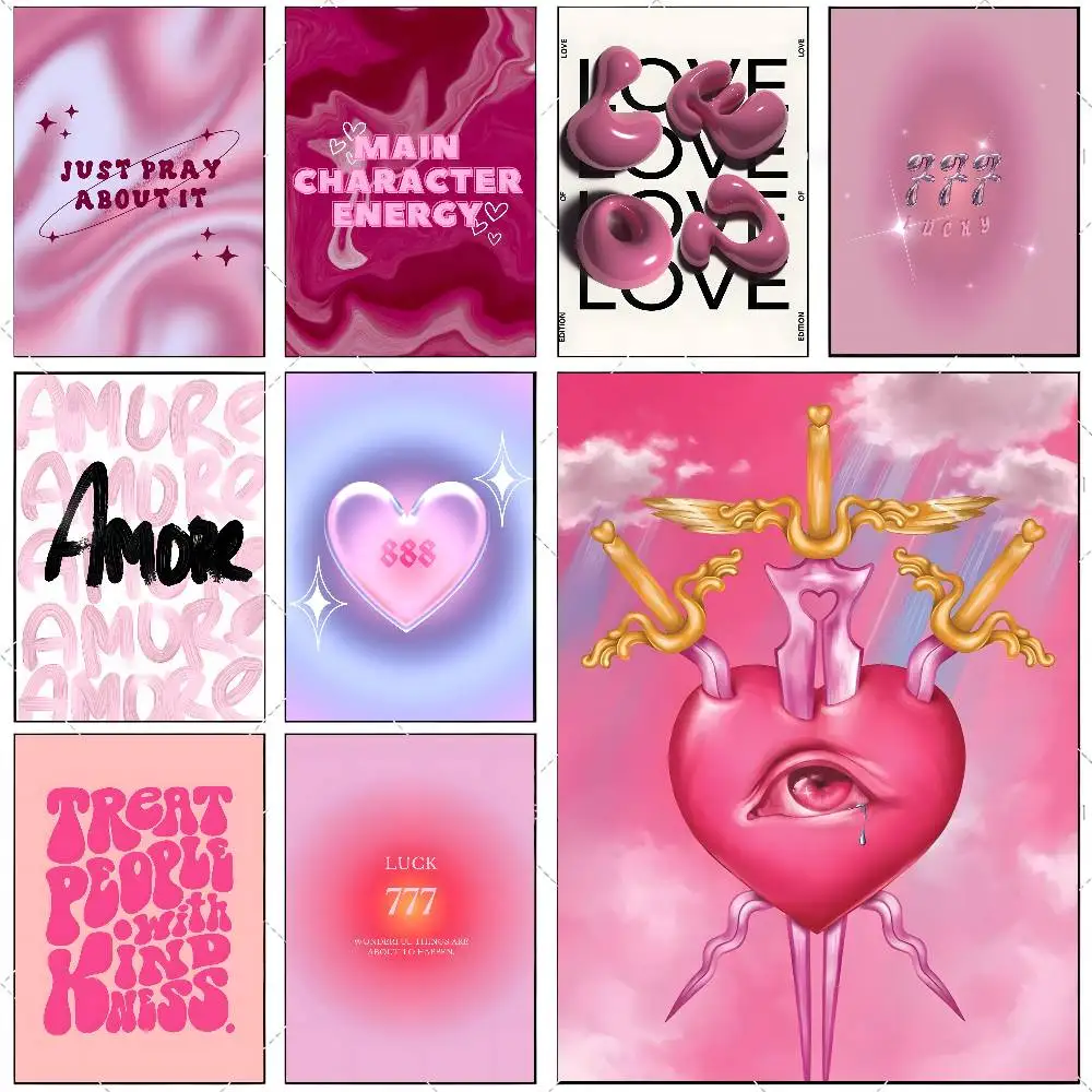 Pink Angel Number Energy Poster High-definition art sticker Self adhesive waterproof home decoration for living room